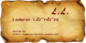 Lederer Lóránt névjegykártya